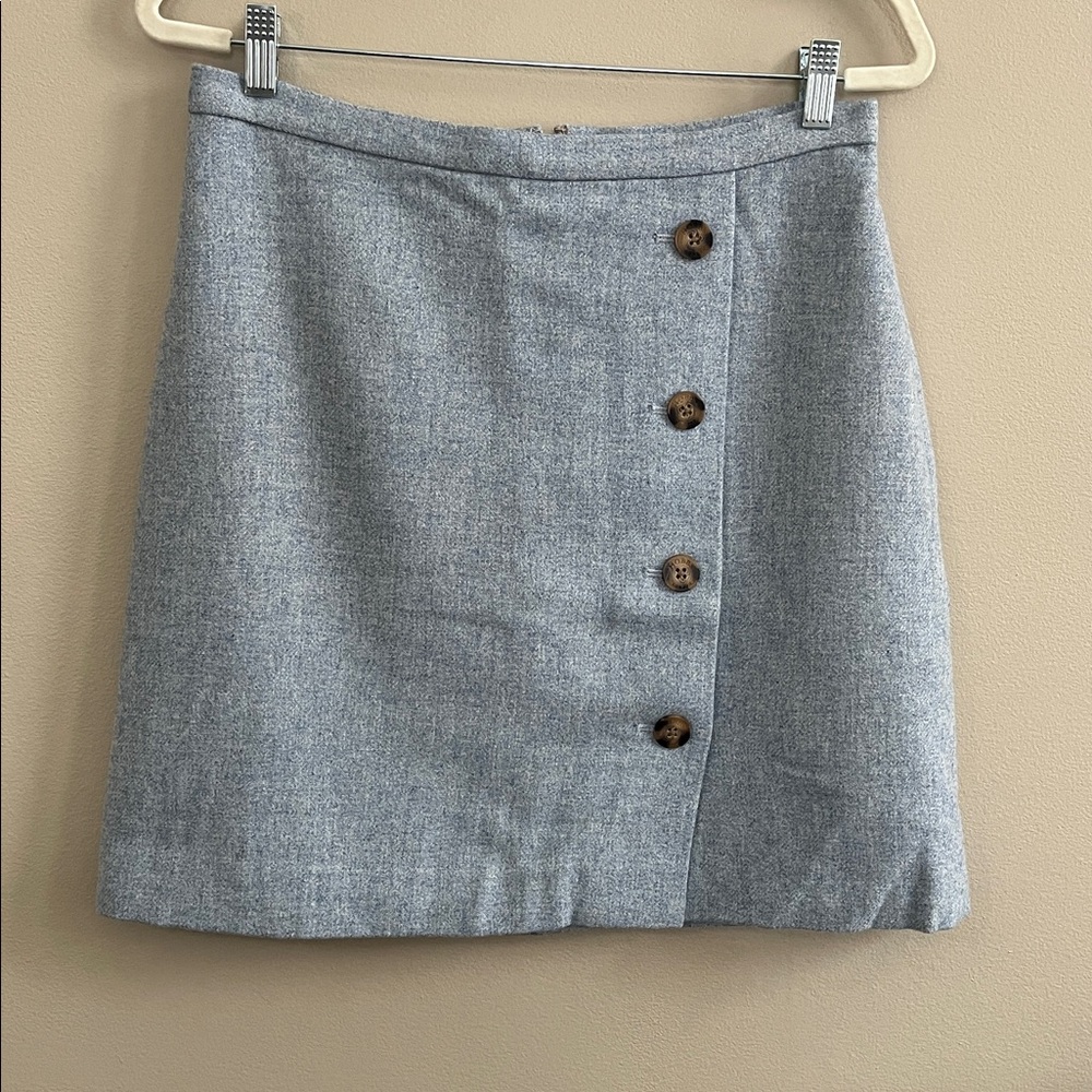 Hobbs Dacia light blue wool blend wrap mini skirt new size 10
